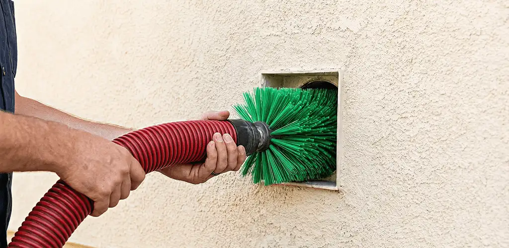 Air duct cleaning brush removing debris from a vent opening in Boulder, CO