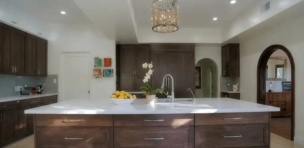 Cabinet refacing project with updated kitchen cabinets and island in Boulder, CO