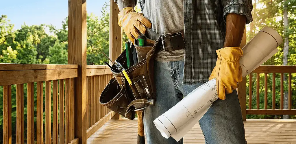 Professional handyman with tool belt ready for home repairs in Boulder, CO