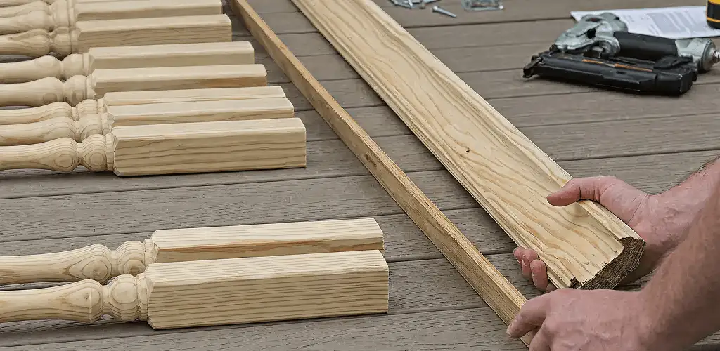 Handrail installation materials and wood components for stair rail work in Boulder, CO