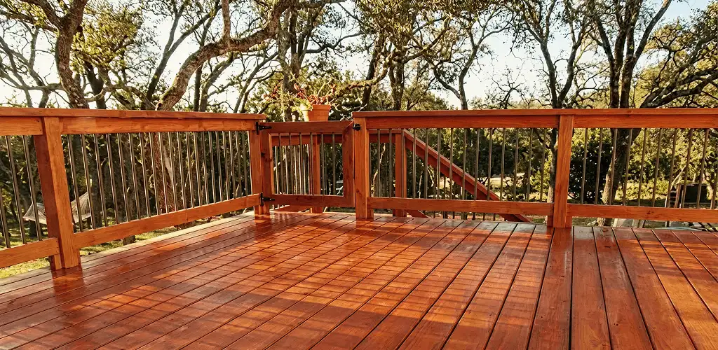 Deck sealing results with a freshly sealed wood deck in Boulder, CO